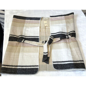 Moss Rose Women’s Fleece Belted Poncho Cape Wrap Shawl Size O/S Beige Plaid NEW